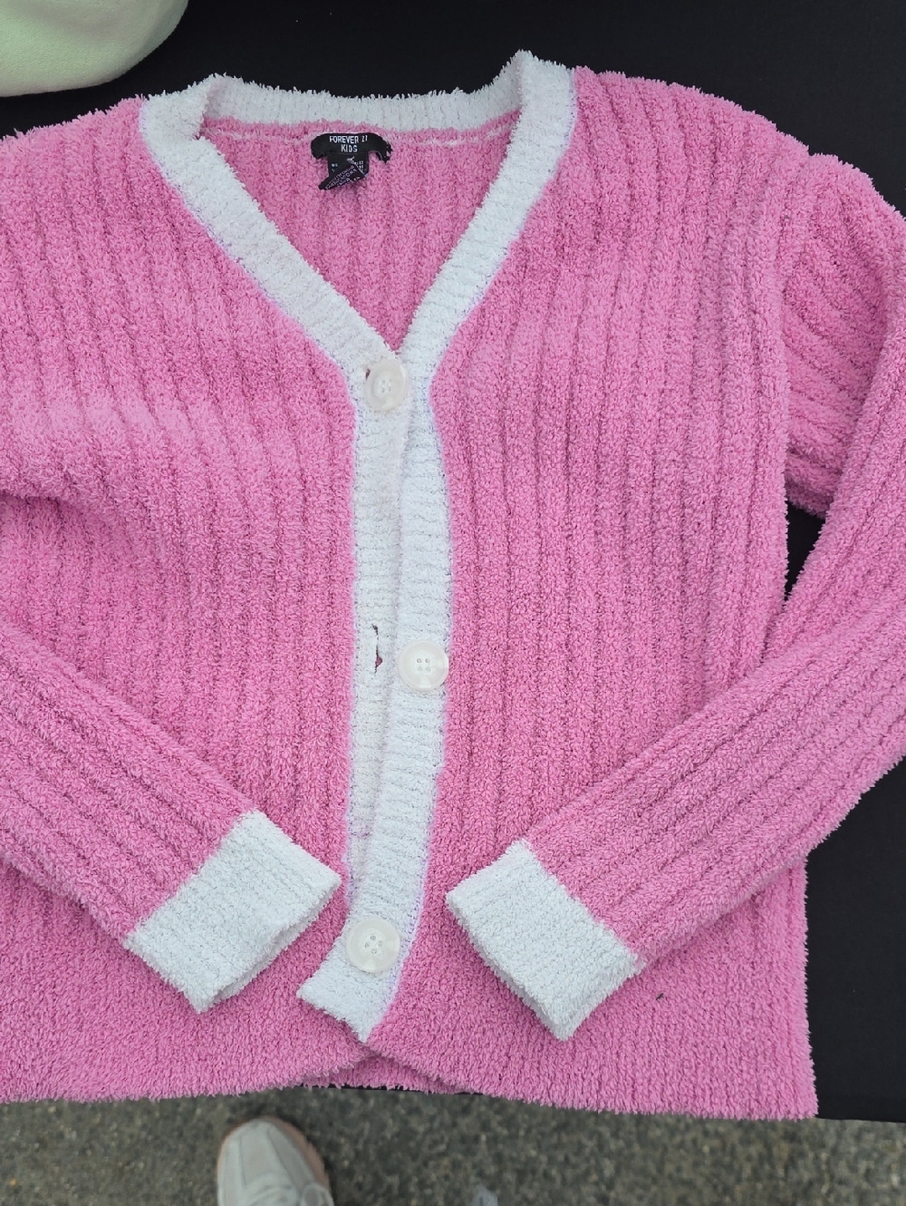 Forever 21 Pink Cardigan with White Trim